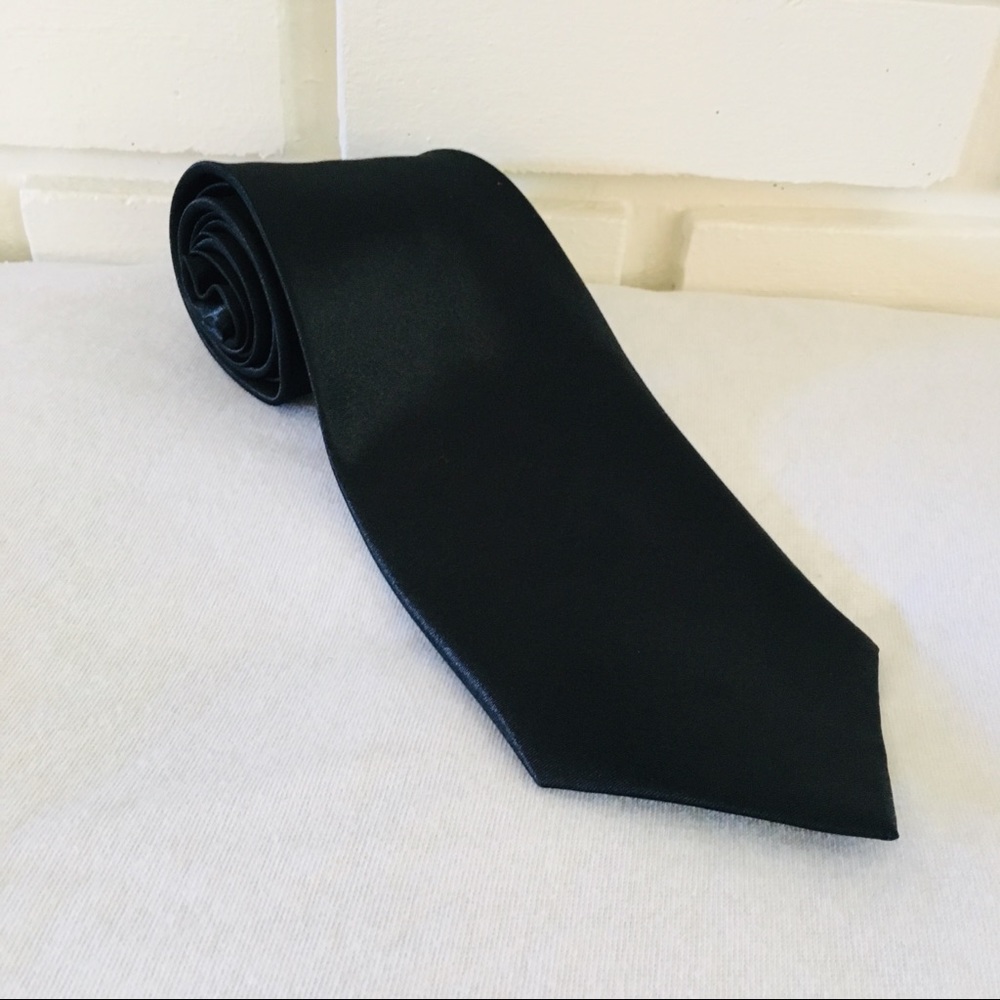 Black Tie Necktie Men’s Onyx Dark Solid Monochrome